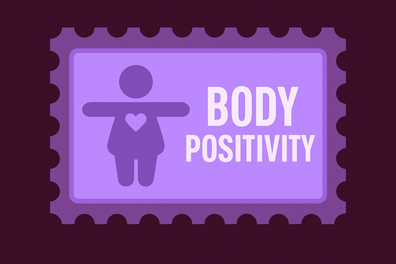 Abstract pink and purple graphic representing body positivity.